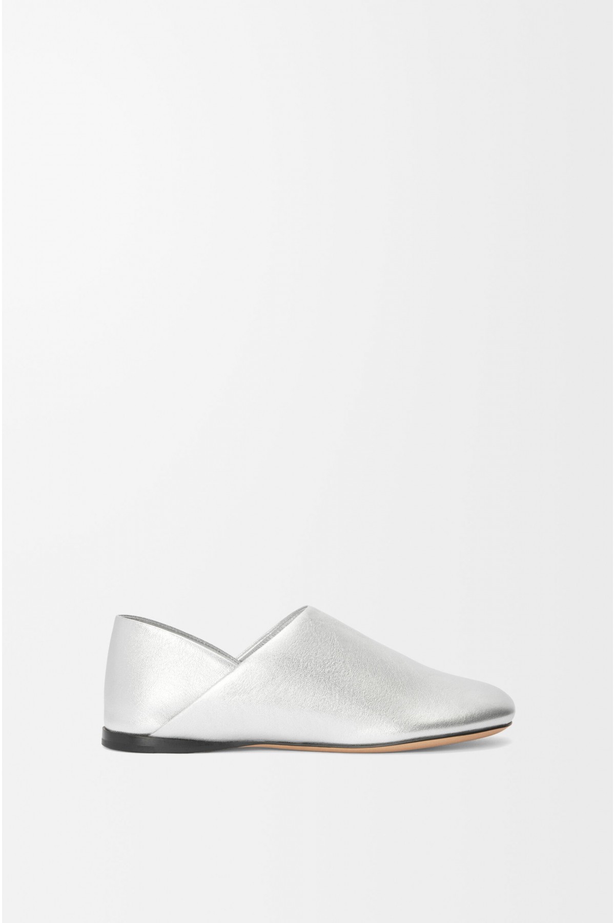 LOEWE Toy Slipper In Laminated Lambskin Silver