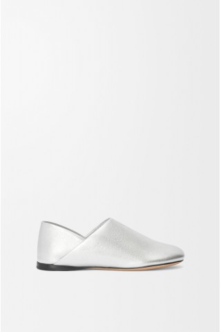 LOEWE Toy Slipper In Laminated Lambskin Silver