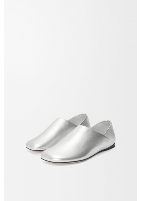 LOEWE Toy Slipper In Laminated Lambskin Silver