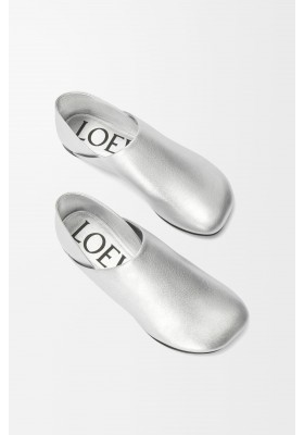 LOEWE Toy Slipper In Laminated Lambskin Silver